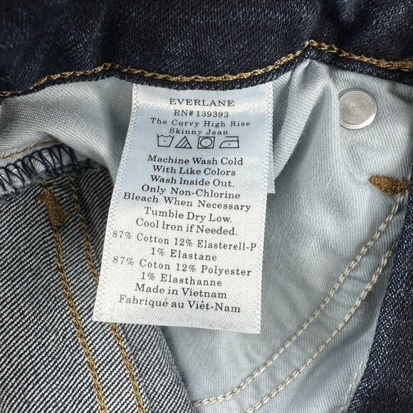 Everlane Women’s Blue The Curvy High-Rise Skinny Minimalist Jean‎ W25/L27 - Picture 7 of 12